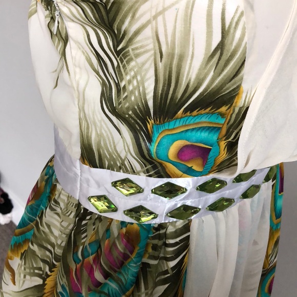 Peacock one shoulder dress - Picture 7 of 7